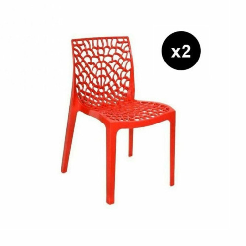 3S. x Home - Lot de 2 Chaises Design Rouge GRUYER - La Salle A Manger Design