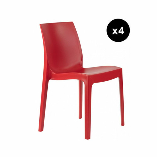 3S. x Home - Lot De 4 Chaises Design Rouge Istanbul - Chaise Design