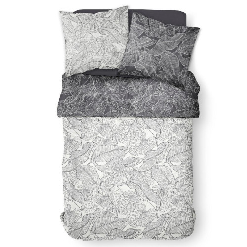 Today - Parure de lit 2 personnes Coton Zippée Imprime  Mawira Jade - Linge de lit matiere naturelle