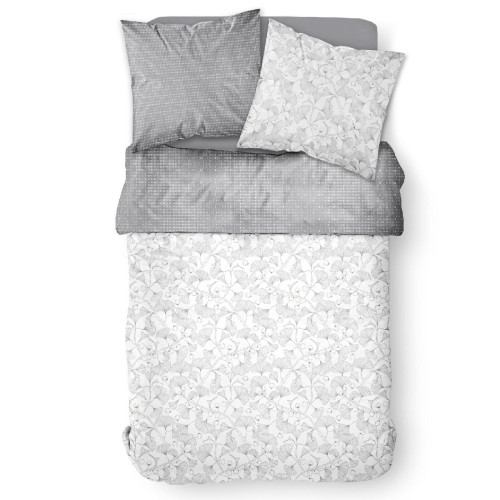 Today - Parure de lit 2 personnes Coton Zippée Imprimé Mawira Joy - Parures de lit gris
