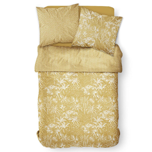 Today - Parure de lit 2 personnes Coton Zippée Côté Imprimé Mawira Tess - Linge de lit jaune