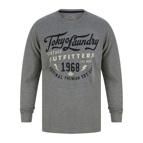Tokyo Laundry - Tee-shirt manches longues homme gris clair - Tokyo Laundry