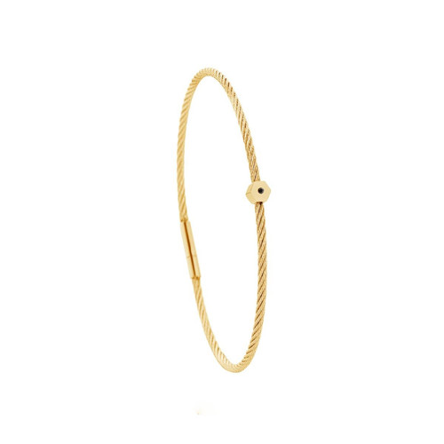 Bracelet acier doré motif hexagone avec diamant noir 1 mm Torrence Bijoux Mode femme