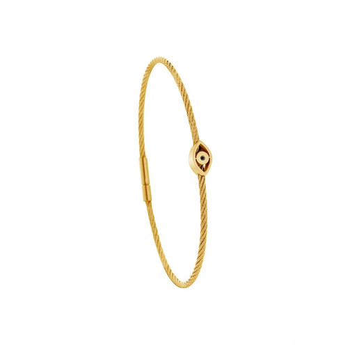 Bracelet acier doré motif oeil avec diamant noir 1 mm Torrence Bijoux Mode femme
