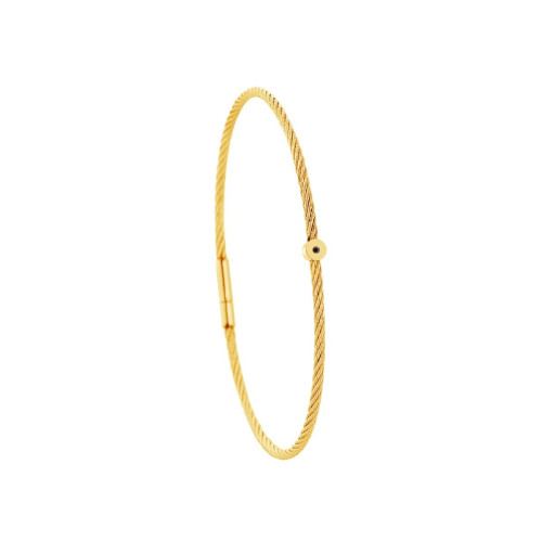 Bracelet acier doré motif rond avec diamant noir 1 mm  Torrence Bijoux Mode femme