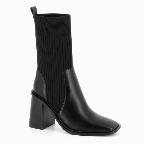 Vanessa Wu - Bottines chaussettes en maille côtelée noir - Brillance Absolue