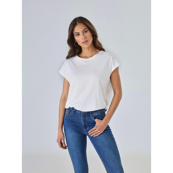 T-Shirt classique manches courtes blanc en coton Venca Mode femme