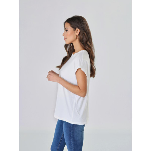T-Shirt classique manches courtes blanc en coton Venca