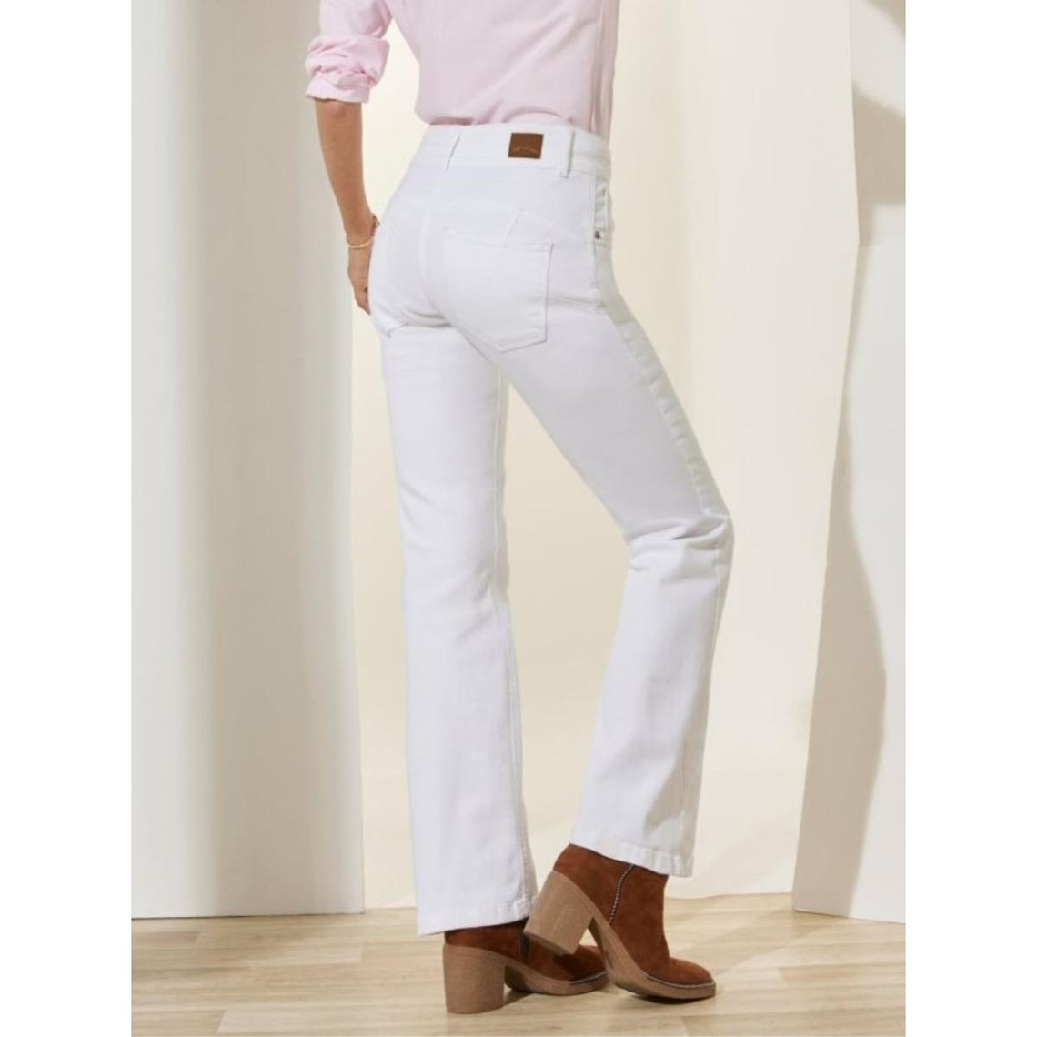 jean slim taille haute push-up blanc en coton