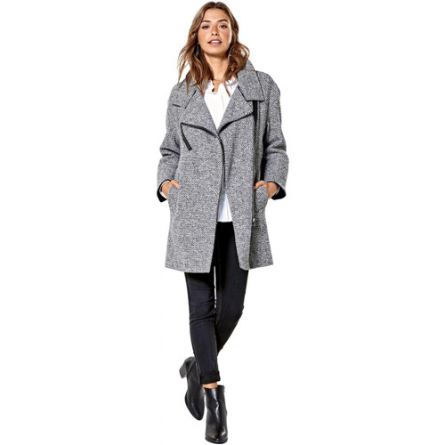 Venca - Manteau avec détails en cuir synthétique - Manteau femme
