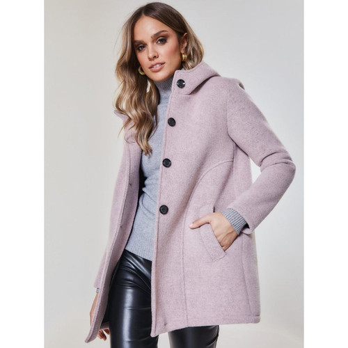 Manteau évasé avec capuche et poches rose Venca Mode femme