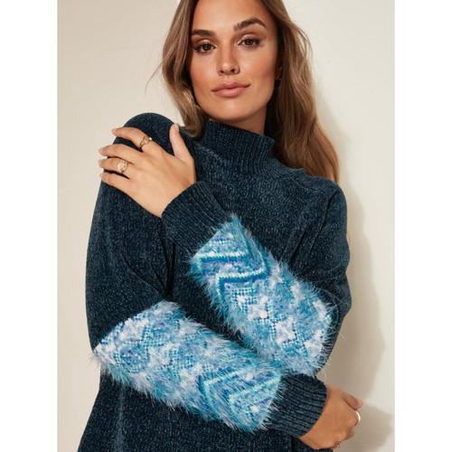 Venca - Pull en tricot à manches longues avec motif jacquard - Venca mode femme