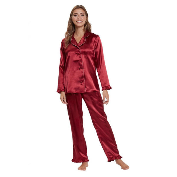 Pyjama chemise en satin à volants Venca Mode femme