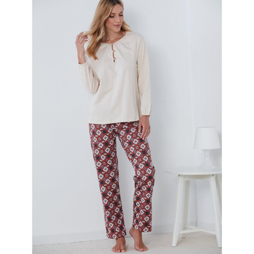 Venca - Pyjama t-shirt uni + pantalon imprimé - Lingerie de nuit
