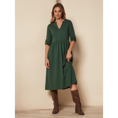 Venca - Robe ajustable à manches 3/4 - Robes courtes femme vert