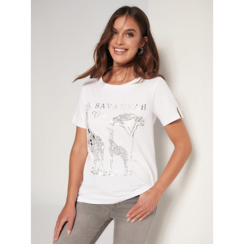 Venca - T-shirt à manches courtes imprimé de feuilles d'aluminium - Nouveautés La mode