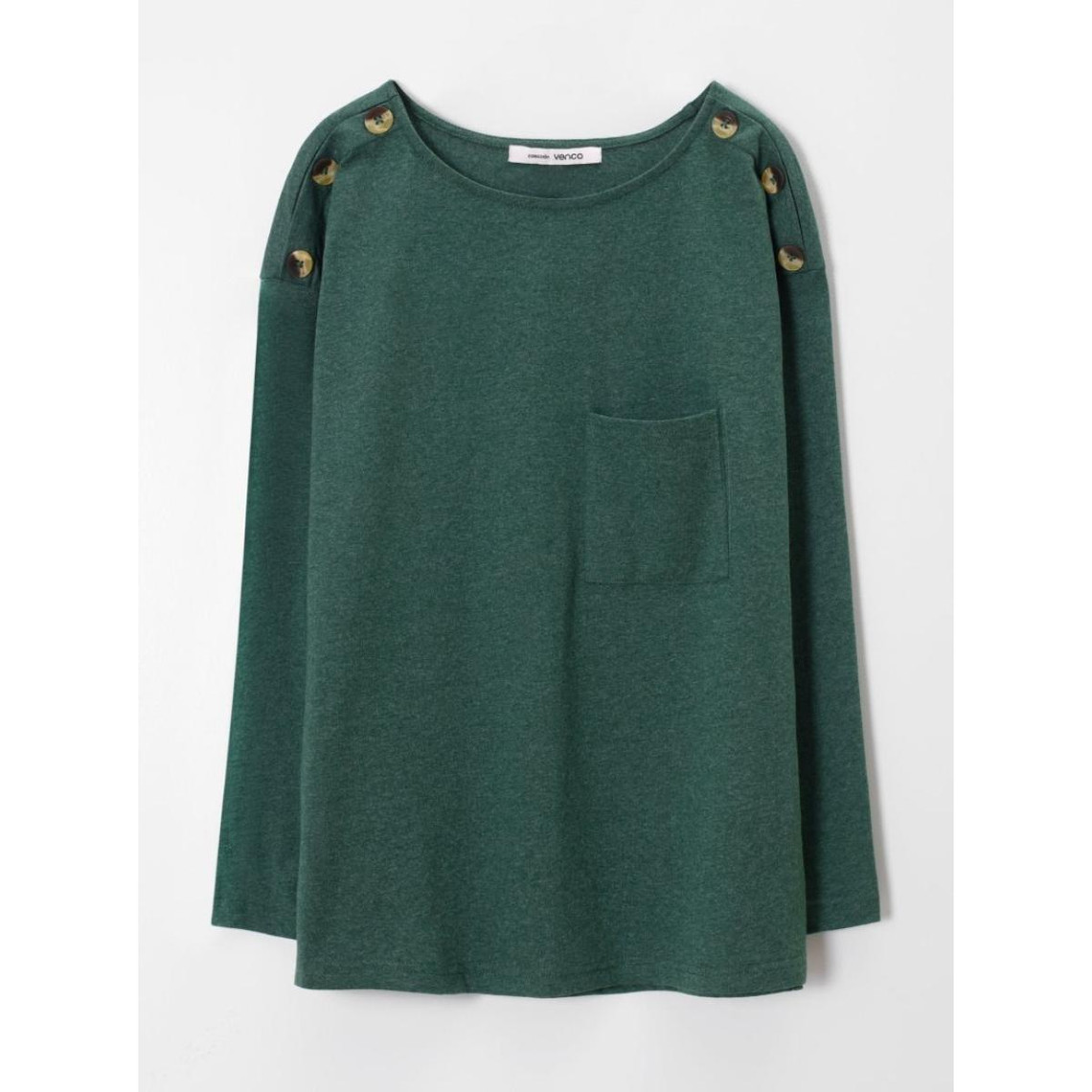 t-shirt à manches longues avec boutons sur les épaules - vert en coton