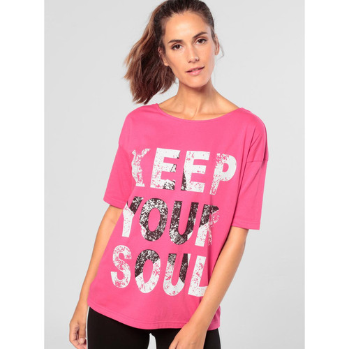 Venca - T-shirt imprimé oversize à dos ouvert - T shirts rose