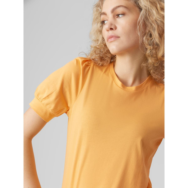 T-shirt Regular Fit Col rond Manches courtes orange en coton Vero Moda