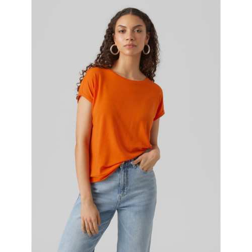 Vero Moda - T-shirt Regular Fit Col rond Manches courtes Longueur regular orange Cara - T-shirt manches courtes femme