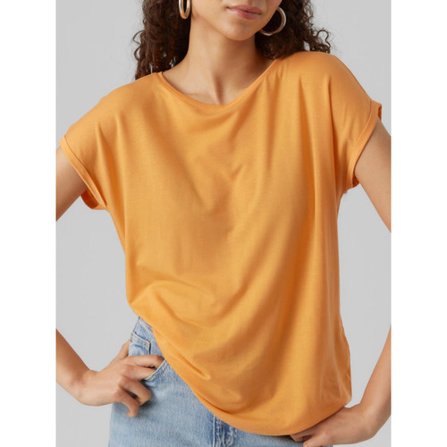 T-shirt Regular Fit Col rond Manches courtes Longueur regular orange Lise Vero Moda
