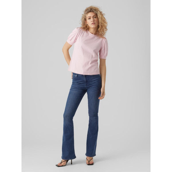 T-shirt Regular Fit Col rond Manches courtes rose en coton Ines Vero Moda Mode femme