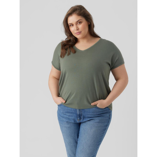 T-shirt Regular Fit Col en V Manches courtes vert Vero Moda Mode femme