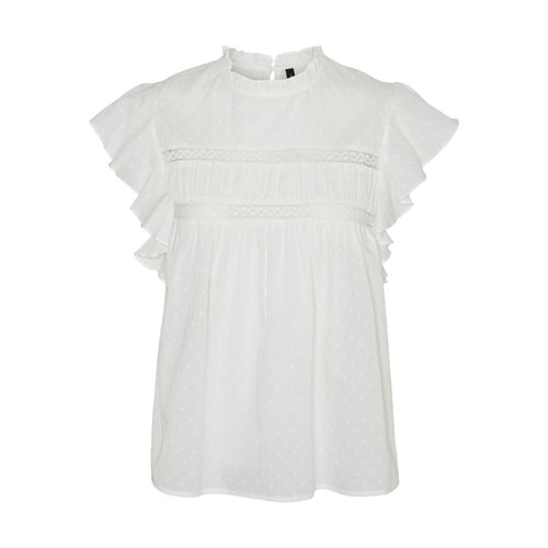 Vero Moda - Top sans manches avec dentelle féminine - T shirts blanc