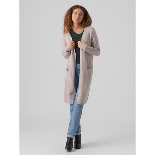 Vero Moda - Cardigans en maille Col rond Manches longues Coupe longue violet Lyra - Pull, Gilet femme