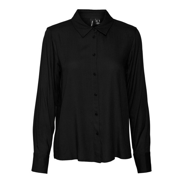 Chemise Regular Fit Col chemise Manches courtes noir en viscose Chemise femme