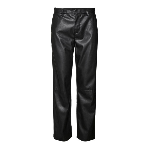 Pantalon en simili-cuir Slim Straight Fit Taille moyenne Pleine longueur noir Ruby Pantalon décontracté