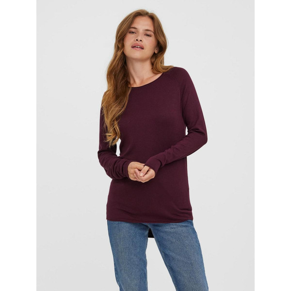 Pull en maille Col rond Manches longues Coupe longue rouge Vero Moda Mode femme