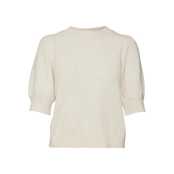Pull en maille Col rond Manches 2/4 beige gris Pull