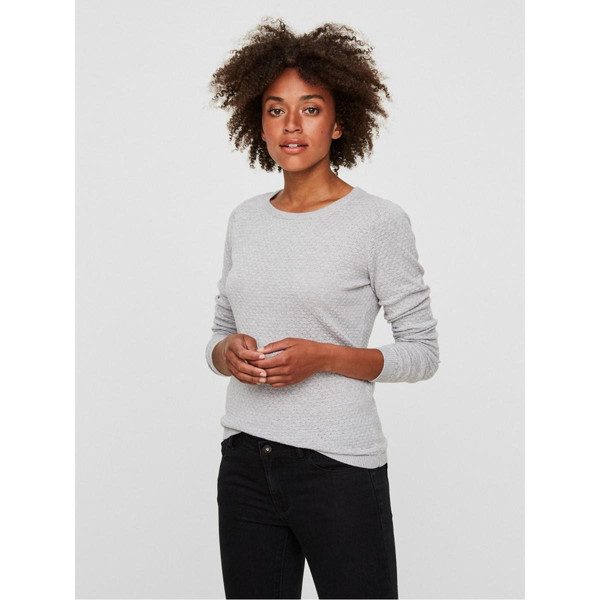 Pull en maille Col rond Manches longues gris Kaye Vero Moda Mode femme