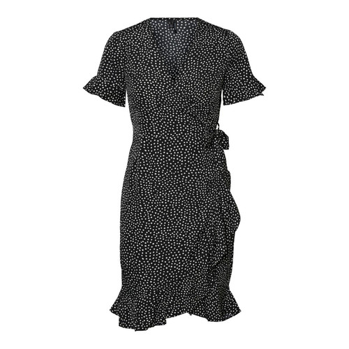 Robe courte Regular Fit Imprimé all over Col en V Manches 2/4 noir Vero Moda Mode femme