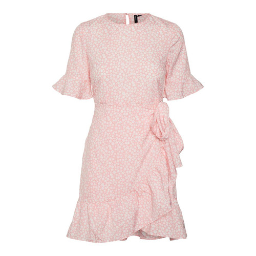 Robe courte Regular Fit Imprimé all over Col rond Manches 2/4 rose Robe courte
