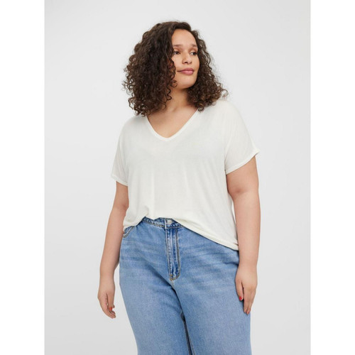 Tee-shirt avec col en V blanc Vero Moda Mode femme