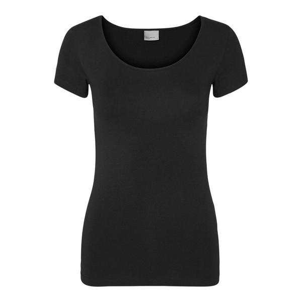 T-shirt Regular Fit Col en U Manches courtes noir Vero Moda Mode femme