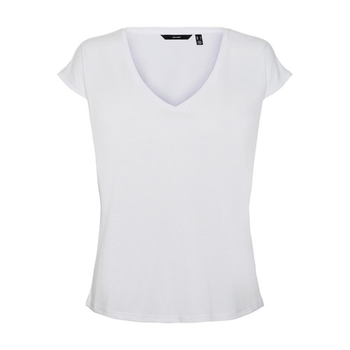 T-shirt Relaxed Fit Col en V Manches courtes Longueur regular blanc Blouse femme