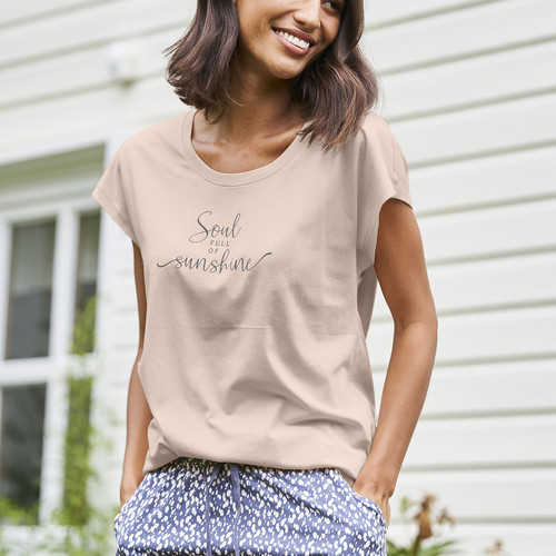 Vivance - T-shirt abricot en coton - Peignoirs femme