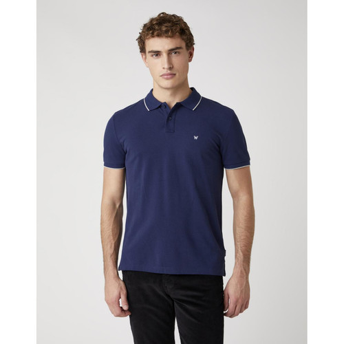 Wrangler - SS Polo Tee Bleu Marine en Coton  - T-shirt / Polo homme
