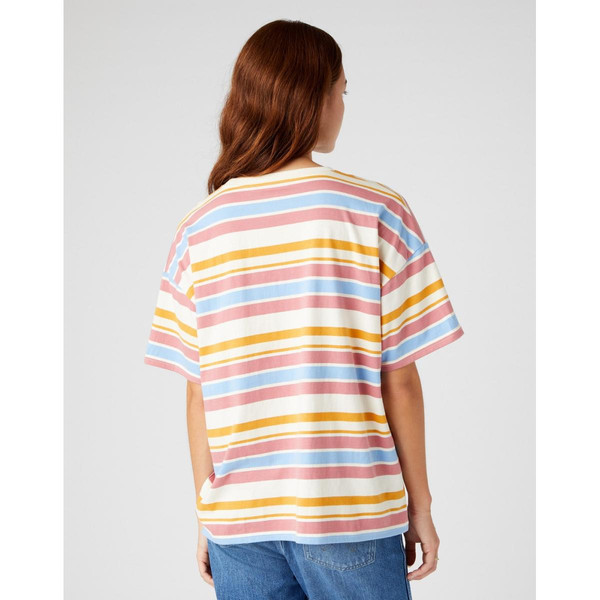 T-Shirt à rayures Femme  écru en coton Wrangler