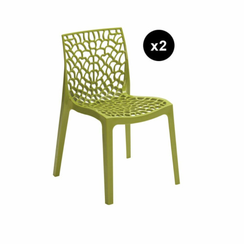 3S. x Home - Lot De 2 Chaises Design Vert Anis GRUYER Opaque - Collection Contemporaine Meuble Deco Design