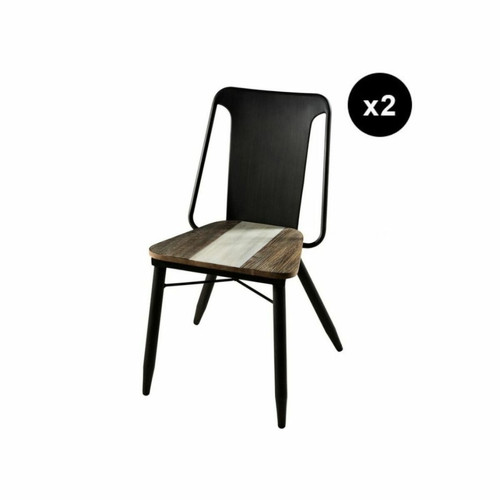 Macabane - Lot de 2 chaises en acacia et acier noir - La Salle A Manger Design