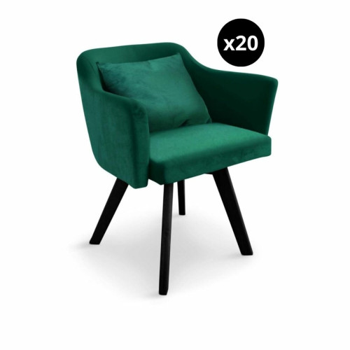3S. x Home - Lot de 20 Fauteuils scandinave Dantes Velours Vert - Chaise Et Tabouret Et Banc Design