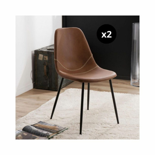 Macabane - Lot de 2 chaises John marron - La Salle A Manger Design