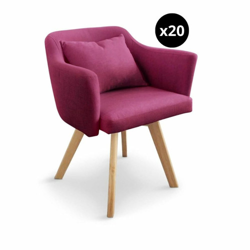 3S. x Home - Lot de 20 Fauteuils scandinave Dantes Tissu Violet - Chaise Design