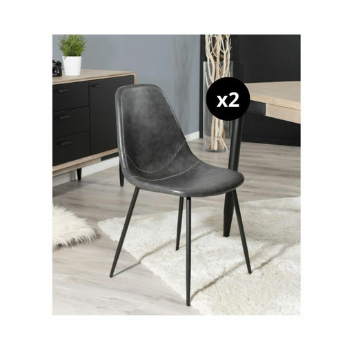 Macabane - Set de 2 chaises John noir - Chaise Et Tabouret Et Banc Design