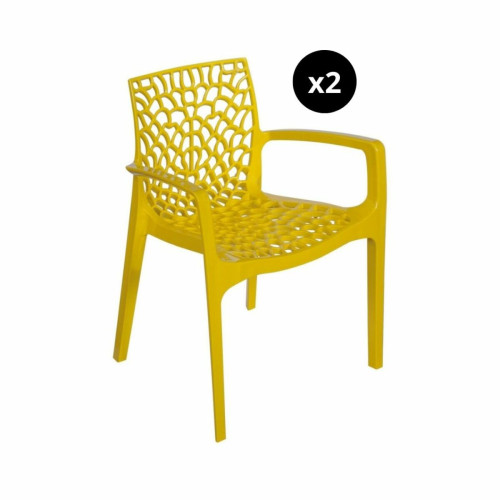 3S. x Home - Lot De 2 Chaises Design Jaune Avec Accoudoirs GRUYER - Meuble Et Déco Design