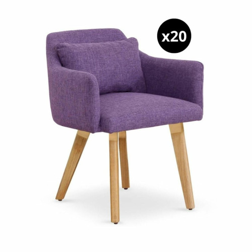 3S. x Home - Lot de 20 chaises / fauteuils scandinaves Gybson Tissu Violet - La Salle A Manger Design